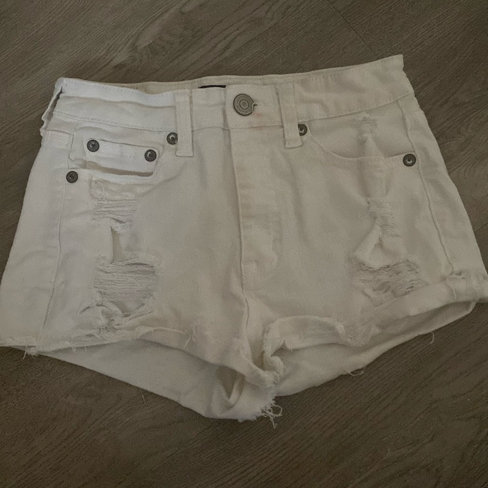 Aeropostale white ripped jean shorts